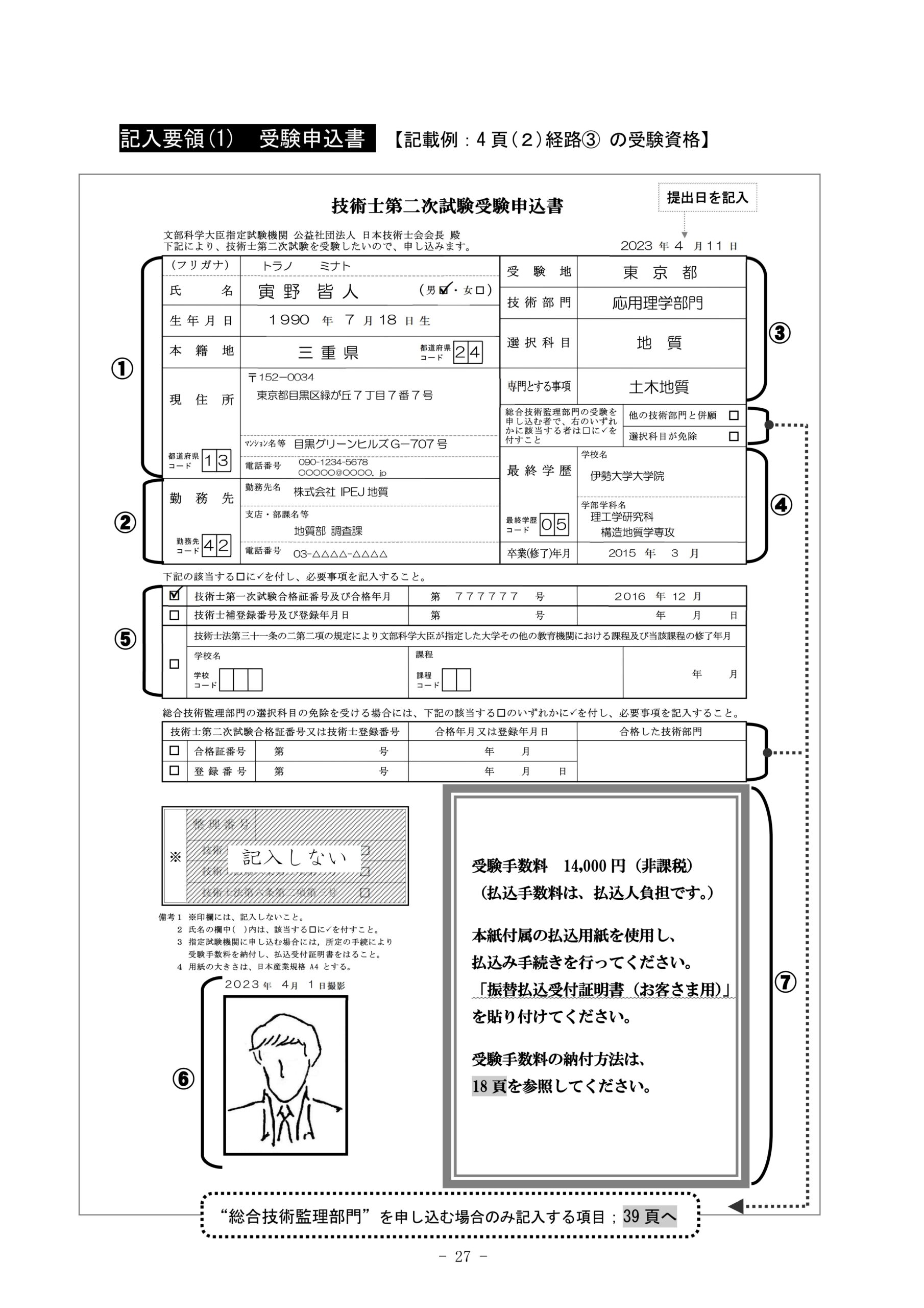 受験申込書