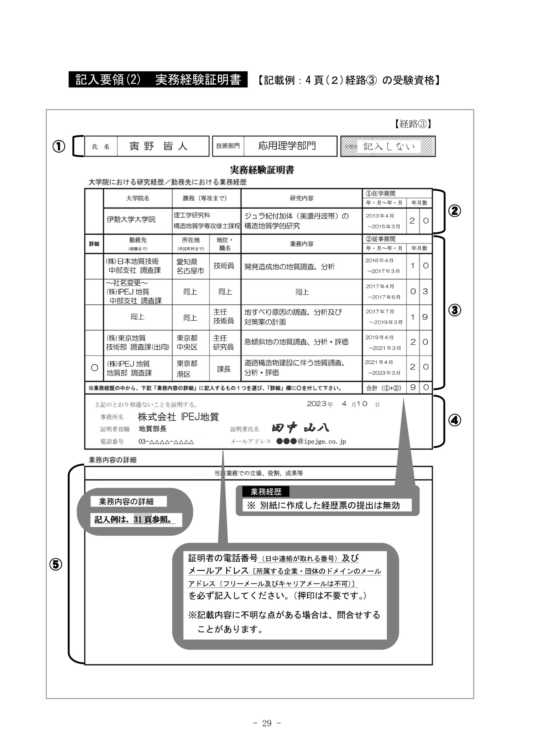 実務経験証明書